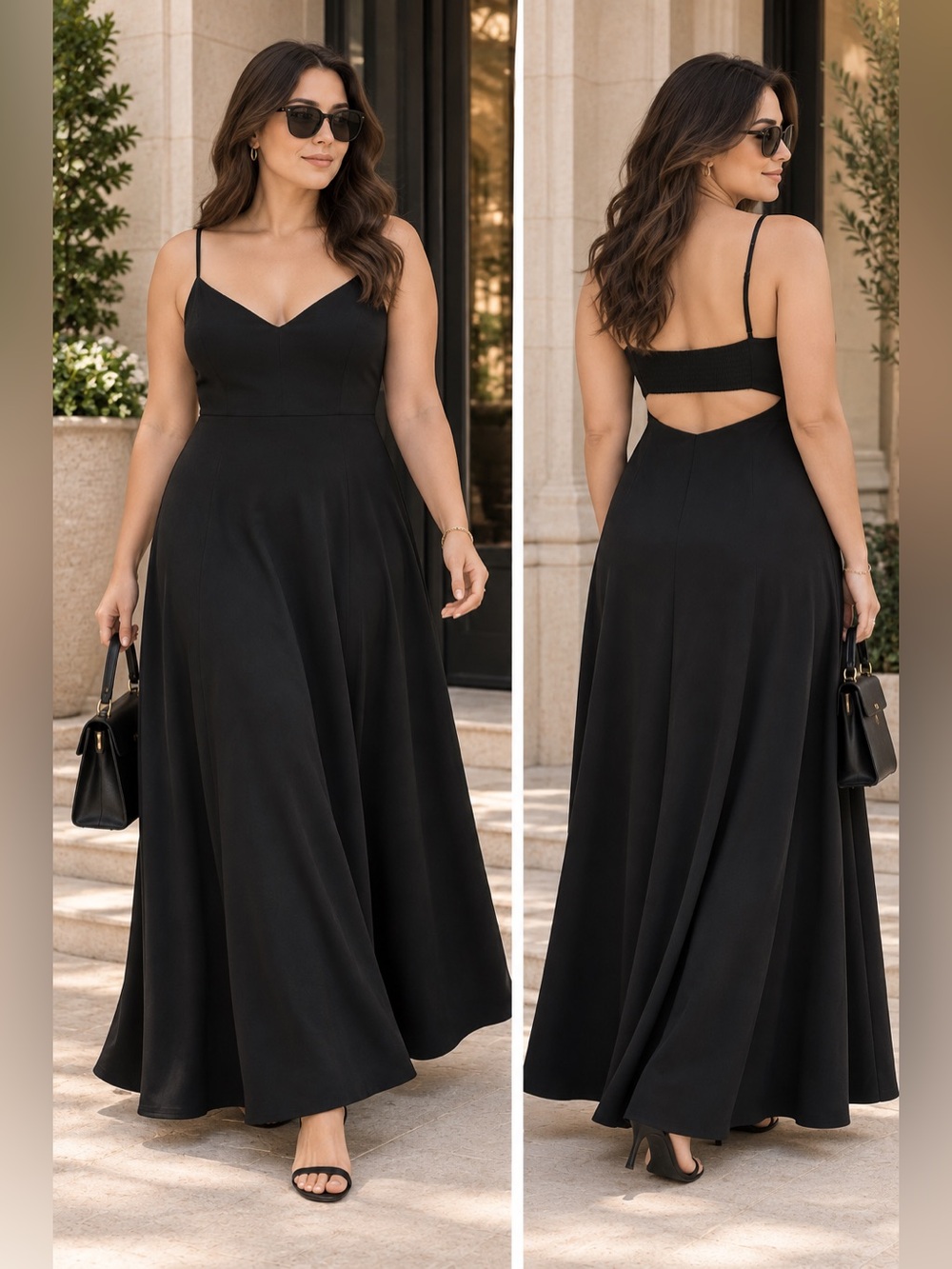 NWT Banana Republic Black Open Back Maxi Dress Size 16 $200